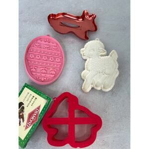 Vintage Easter Cookie Cutters Lamb Easter Egg‎ Bunnies Lot of 4